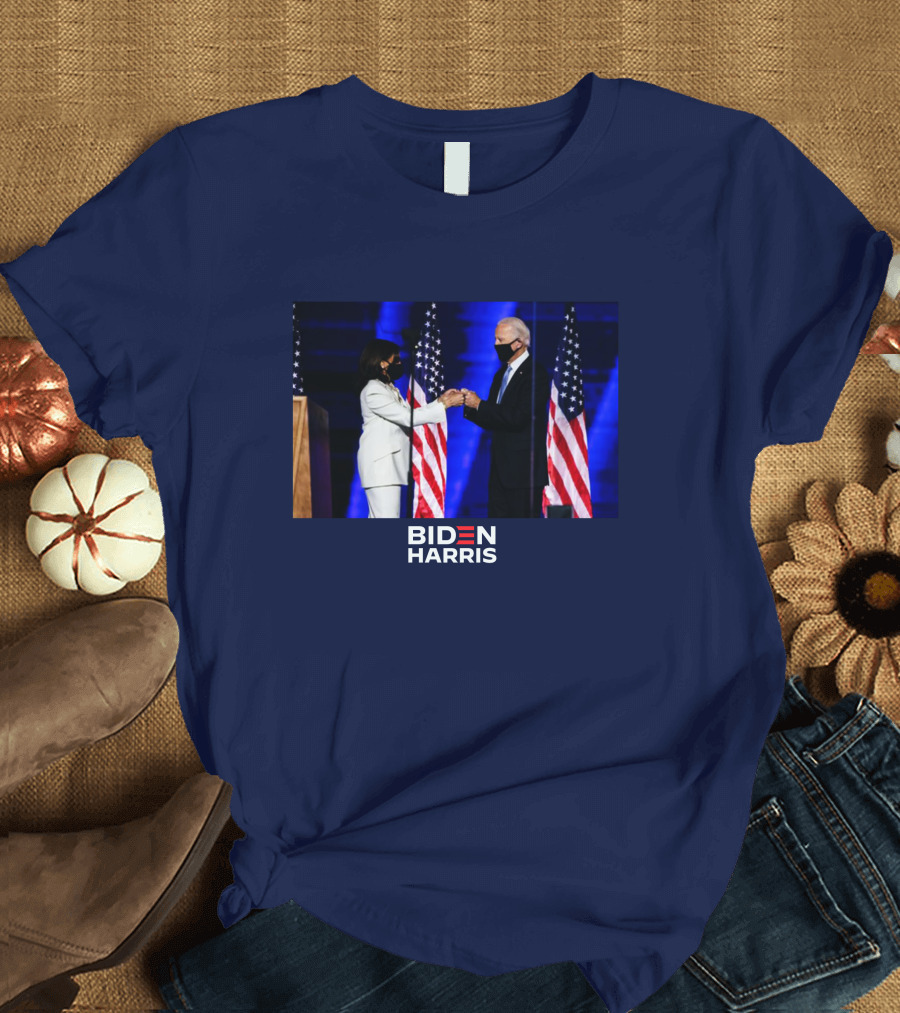 Biden Harris Victory Fist Bump Navy T-Shirt
