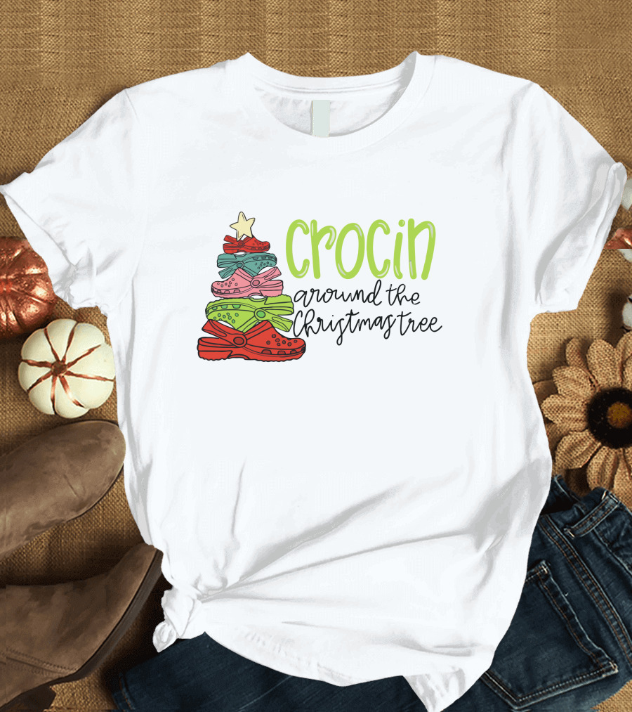Crocin Around the Christmas Tree Stack of Festive Shoes with Star T-Shirt