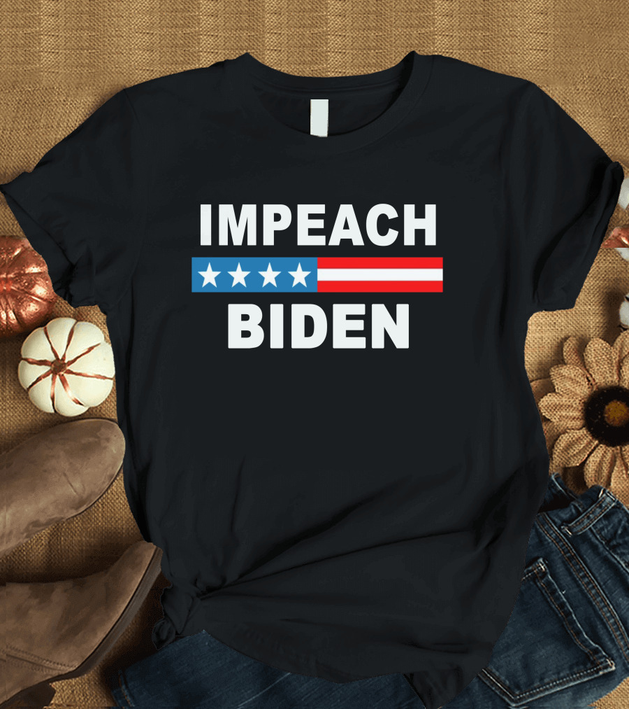 IMPEACH BIDEN Stars and Stripes Banner T-Shirt