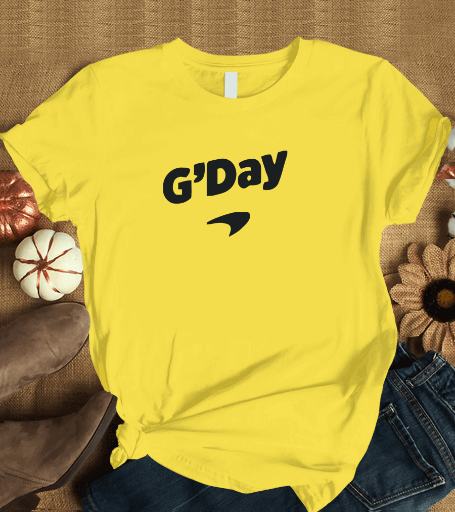 Daniel Ricciardo G'Day McLaren Logo Yellow Background T-Shirt