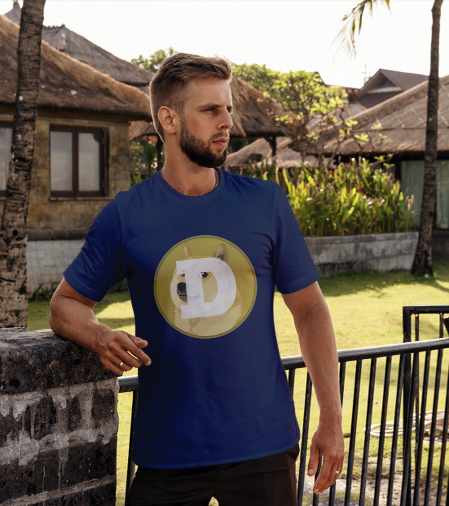 Dogecoin Dog Meme Cryptocurrency Icon D Letter T-Shirt
