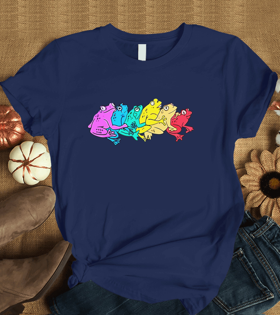 RAINBOW GAY FROG PRIDE COLORS VIBRANT FROGS T-Shirt