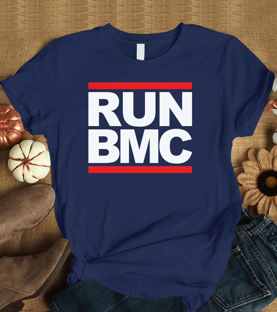 RUN BMC Bold White Text with Red Bars T-Shirt