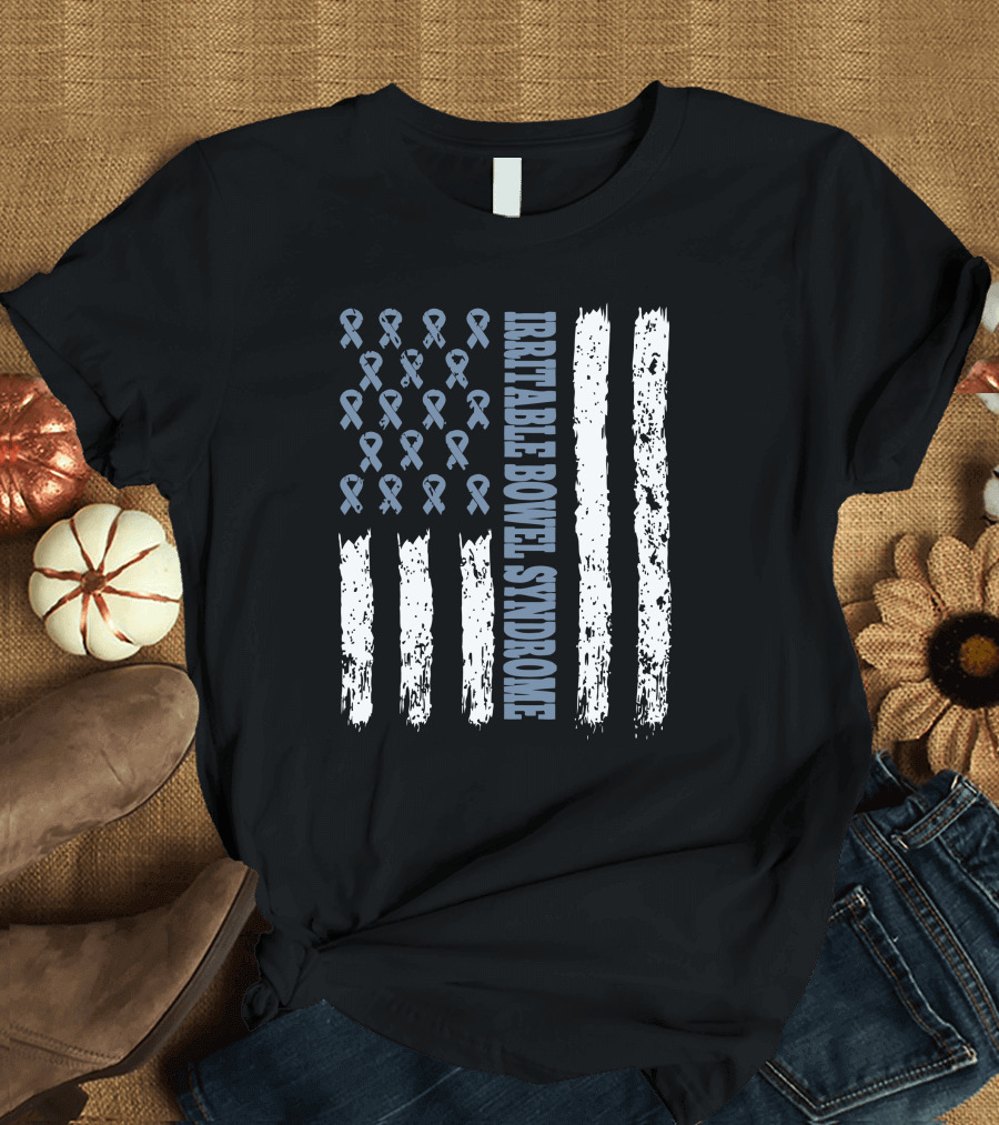 Irritable Bowel Syndrome Awareness Flag with Ribbons T-Shirt