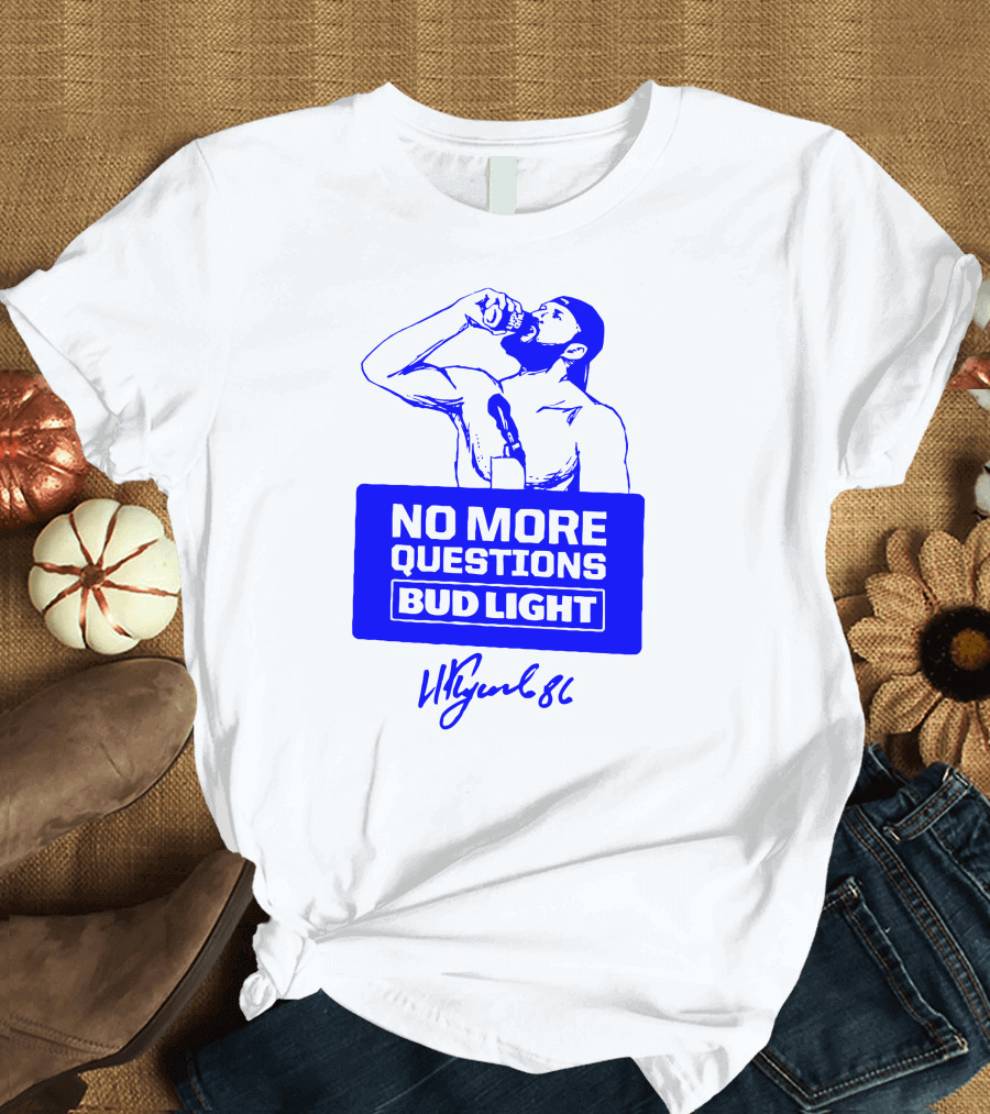 Nikita Kucherov No More Questions Bud Light 86 Logo Blue T-Shirt