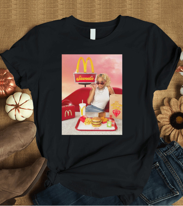 T-Shirt: Saweetie Meal McDonald's Promo Featuring Iconic Branding and Menu Items T-Shirt Saweetie Meal McDonald's Promo Featuring Iconic Branding and Menu Items T-Shirt