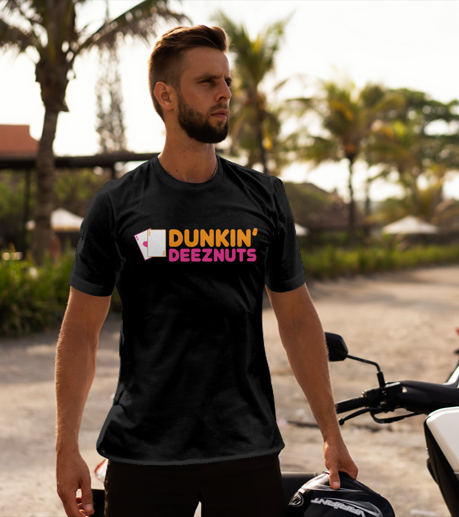 Dunkin Deez Nuts Pocket Aces Playing Cards Humor T-Shirt