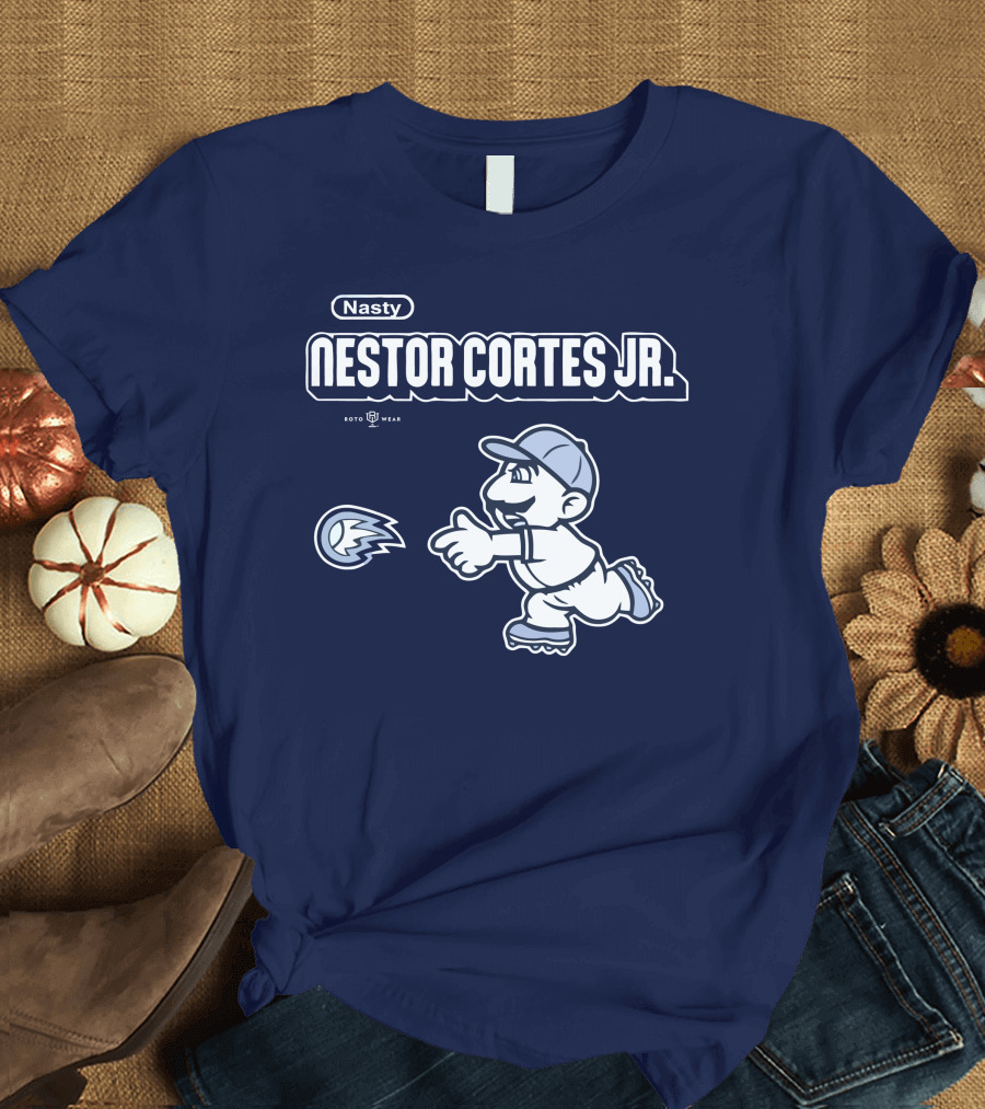 Nasty Nestor Cortes Jr. Cartoon Baseball New York Roto Wear T-Shirt