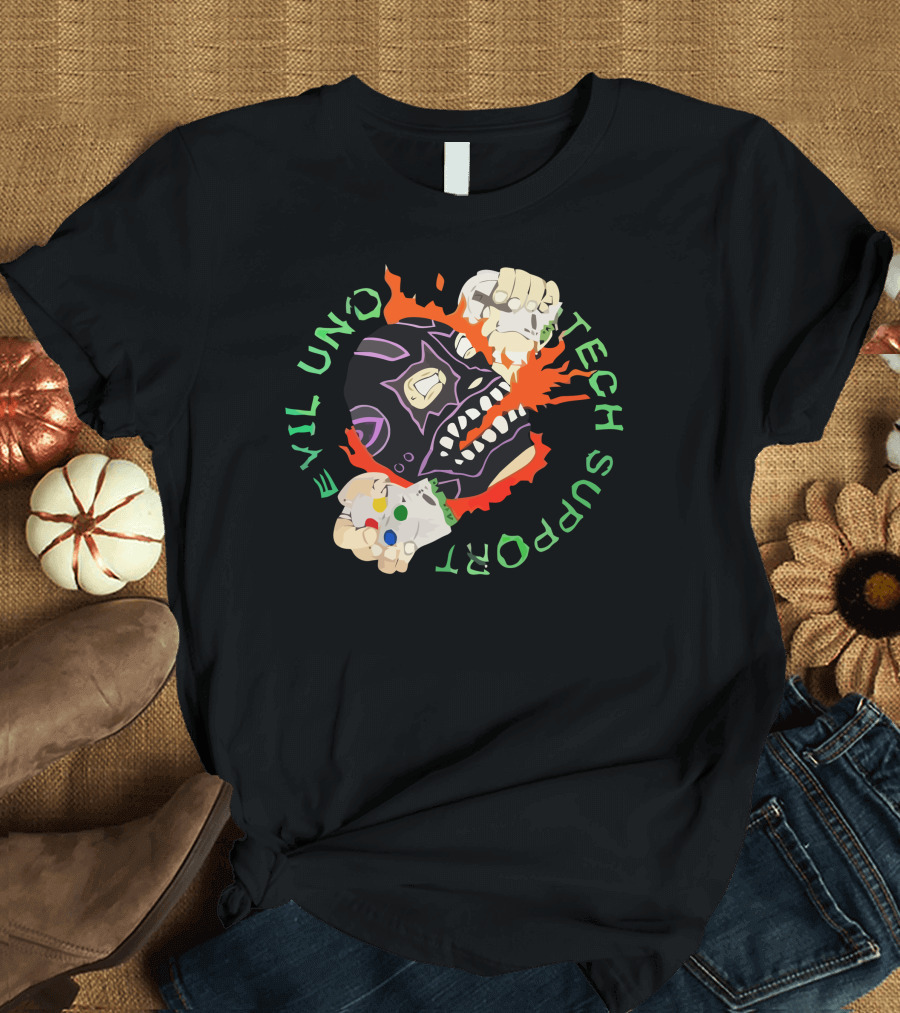 Evil Uno Tech Support AEW Mask and Game Controller T-Shirt