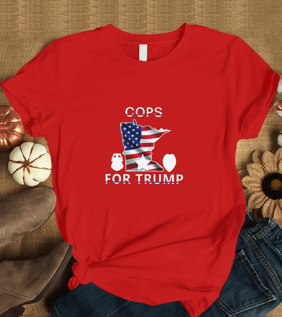 Cops for Trump Minnesota USA Flag Police Badge T-Shirt