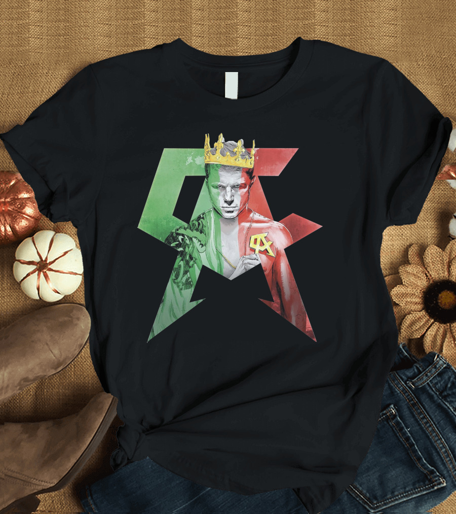 Canelo Champion King in Mexican Flag Colors with Crown and CA T-Shirt