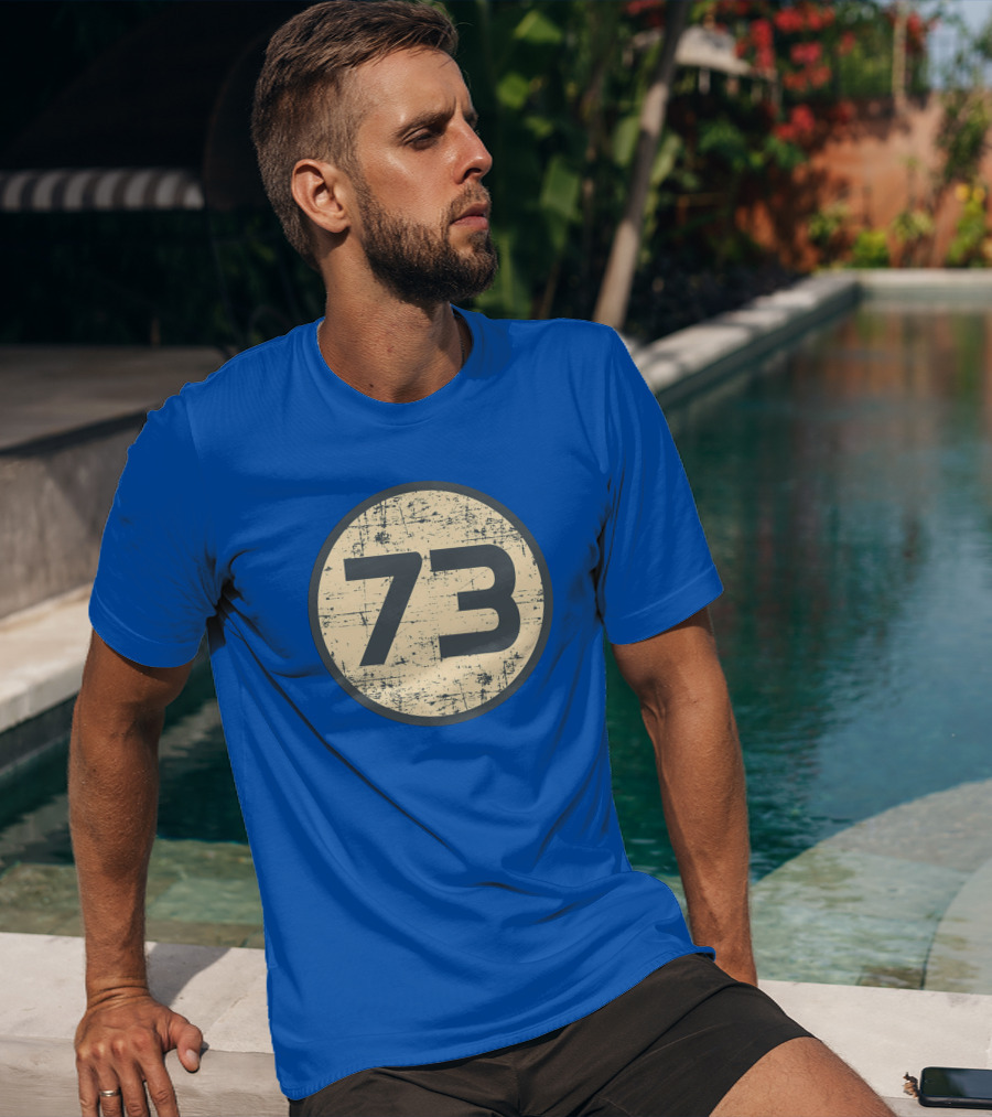 Big Bang Theory Sheldon Cooper 73 Vintage Distressed Blue Circle T-Shirt