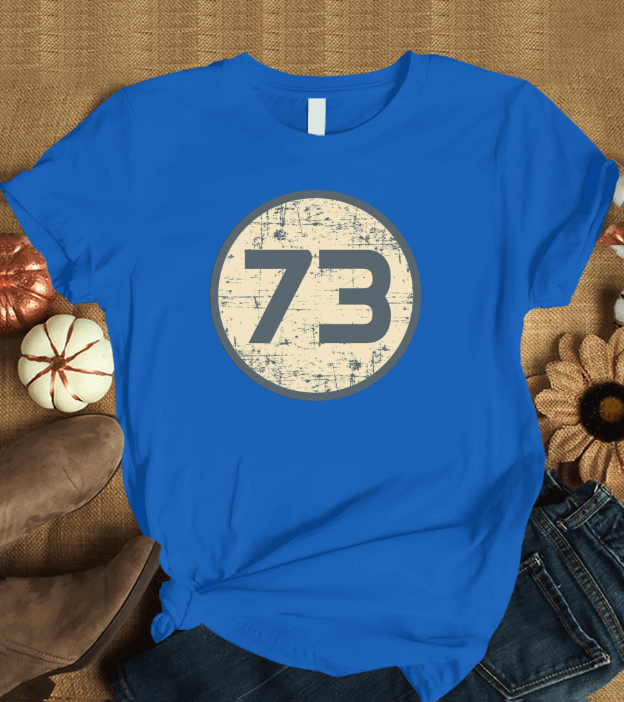 Big Bang Theory Sheldon Cooper 73 Vintage Distressed Blue Circle T-Shirt