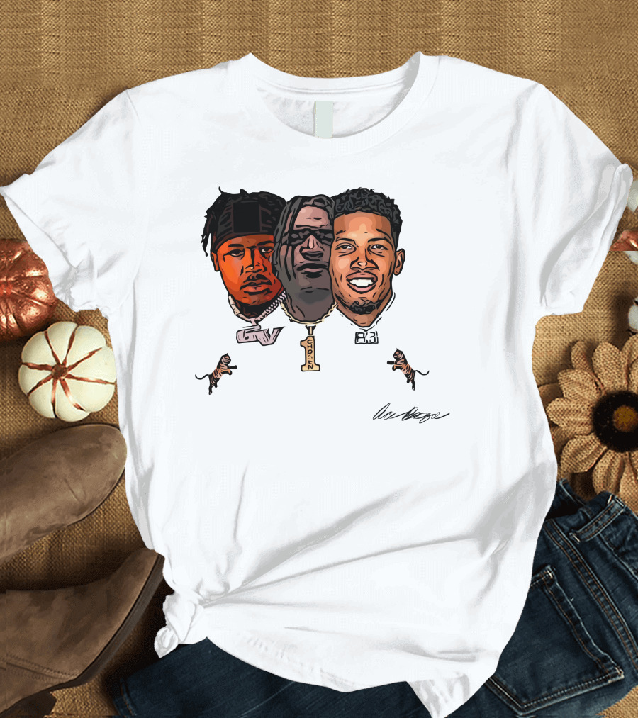 Joe Burrow Ja'Marr Chase Tee Higgins Tyler Boyd Bengals Football Faces and Chains T-Shirt