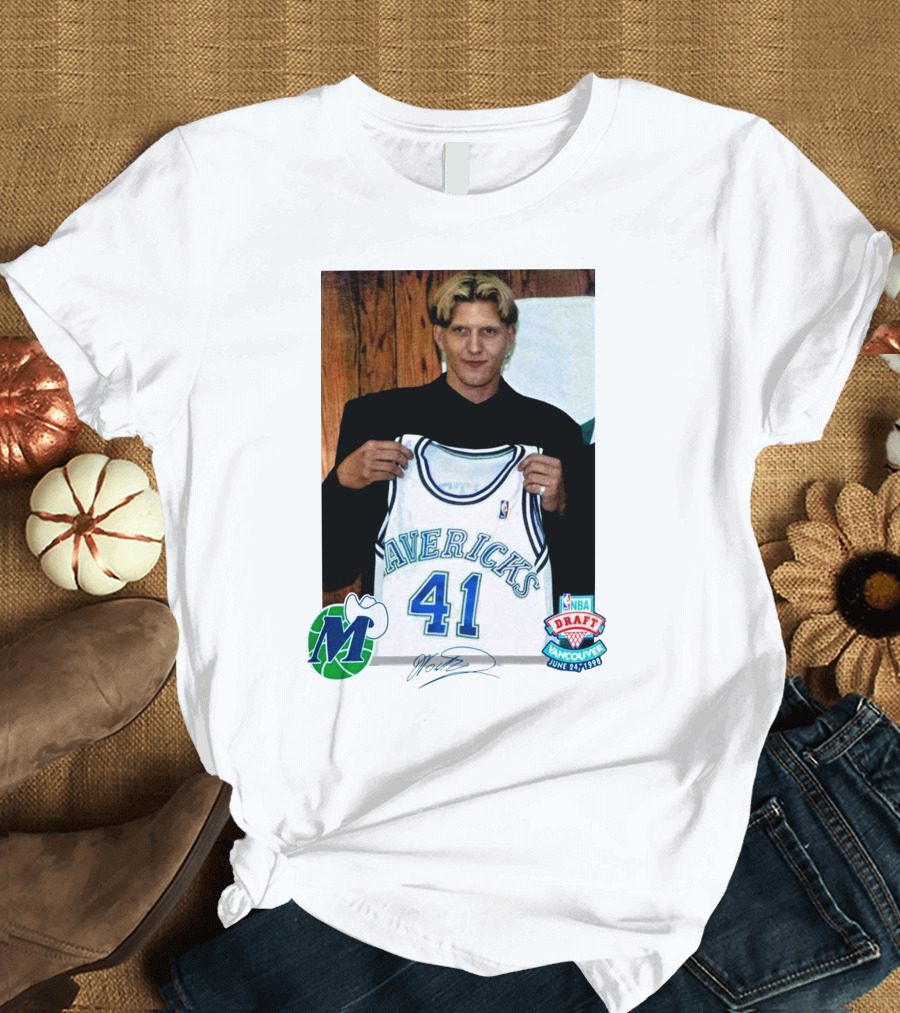 Mavericks Dirk Nowitzki NBA Draft Vancouver June 24 1998 Jersey 41 T-Shirt