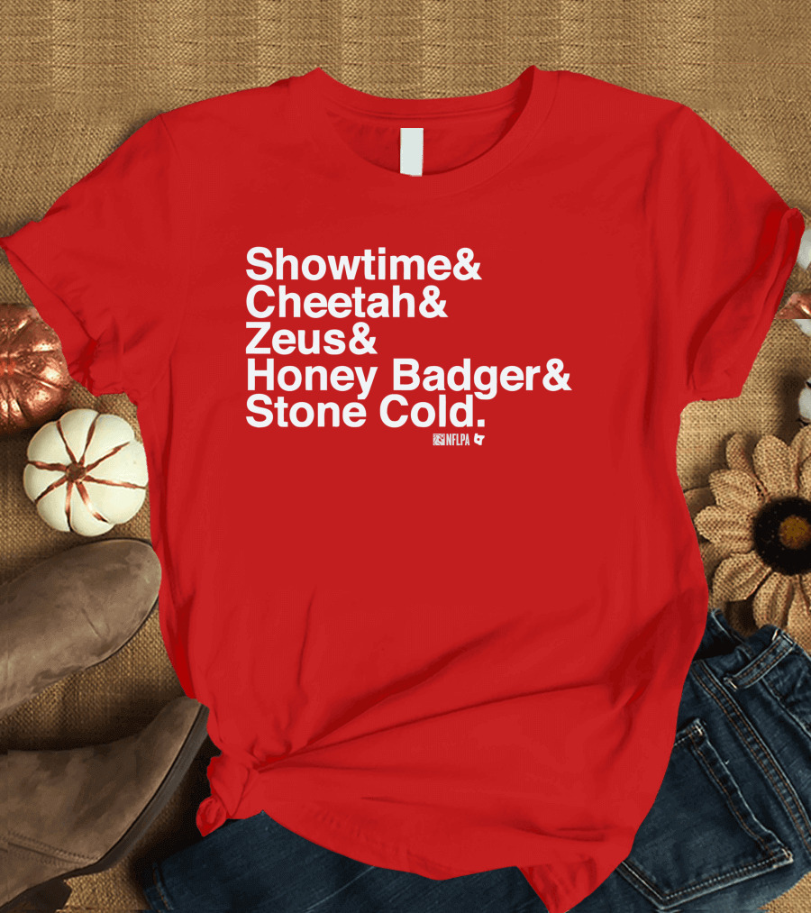 Showtime Cheetah Zeus Honey Badger Stone Cold NFLPA T-Shirt