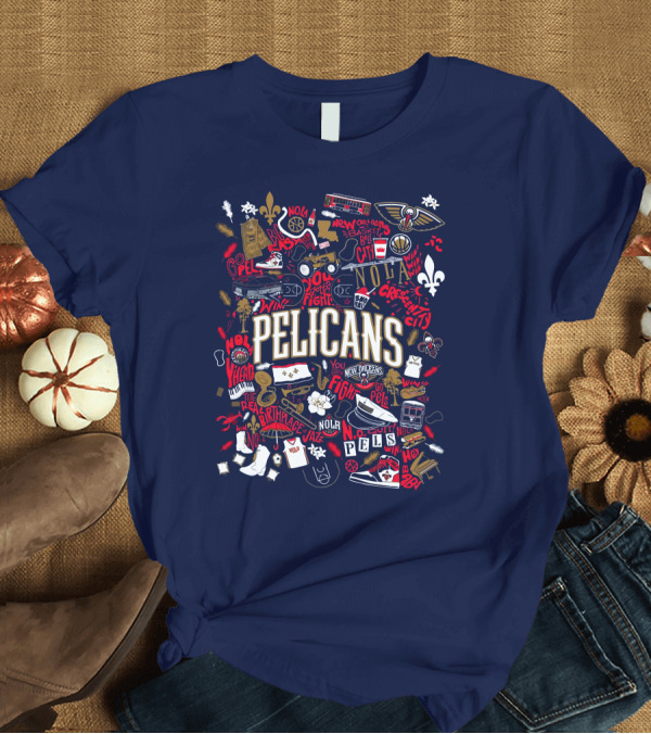 T-Shirt: Pelicans NOLA Opening Night Smoothie King Fleur-de-Lis New Orleans Jazz Basketball T-Shirt Pelicans NOLA Opening Night Smoothie King Fleur-de-Lis New Orleans Jazz Basketball T-Shirt