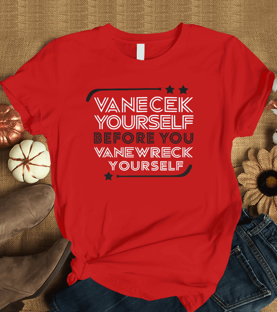 Vanecek Yourself Before You Vanewreck Yourself Stars Red T-Shirt