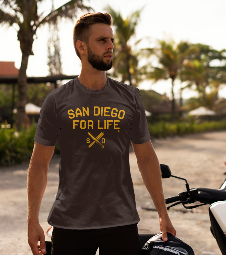 San Diego For Life SD Crossed Baseball Bats T-Shirt