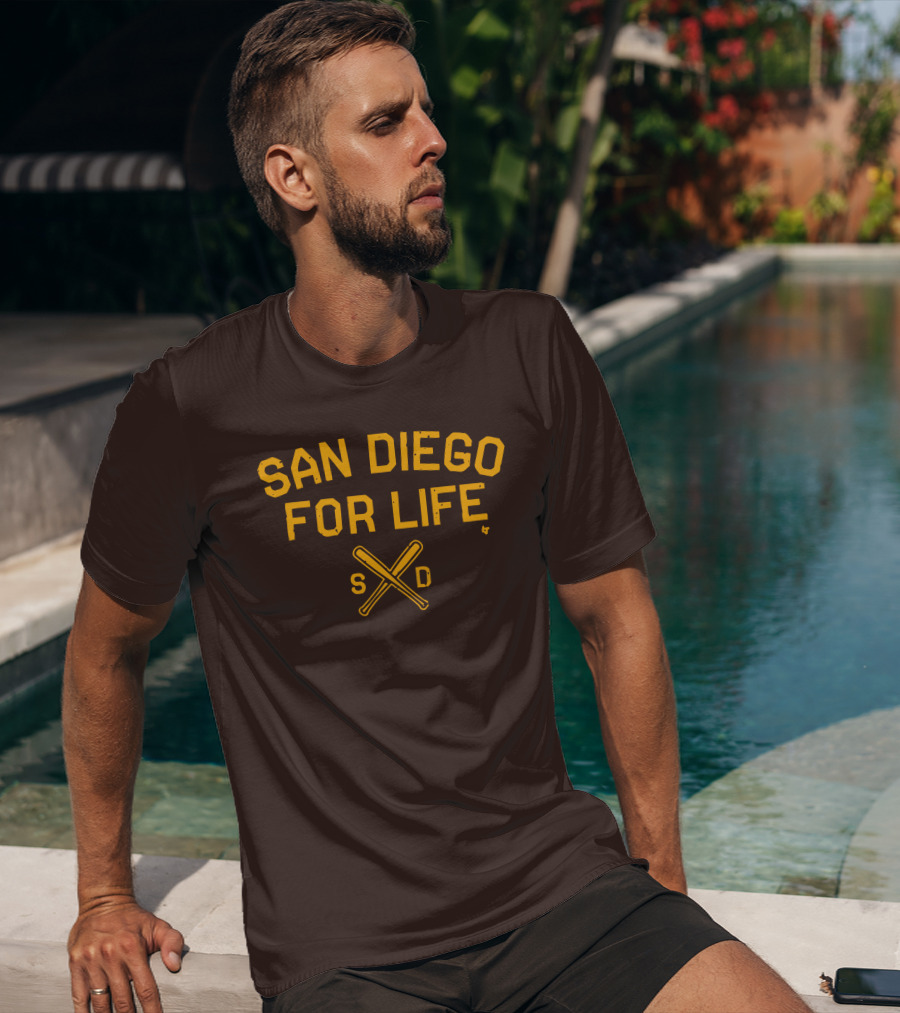 San Diego For Life SD Crossed Baseball Bats T-Shirt