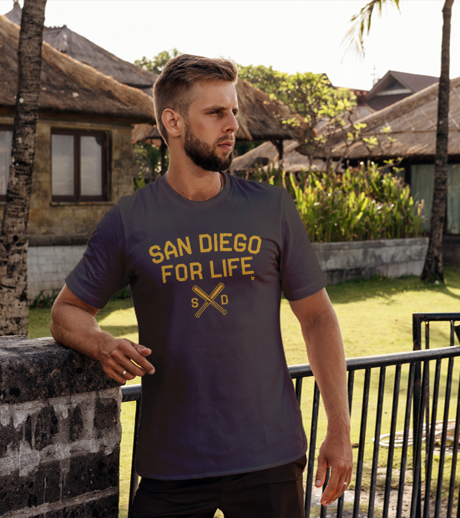 San Diego For Life SD Crossed Baseball Bats T-Shirt