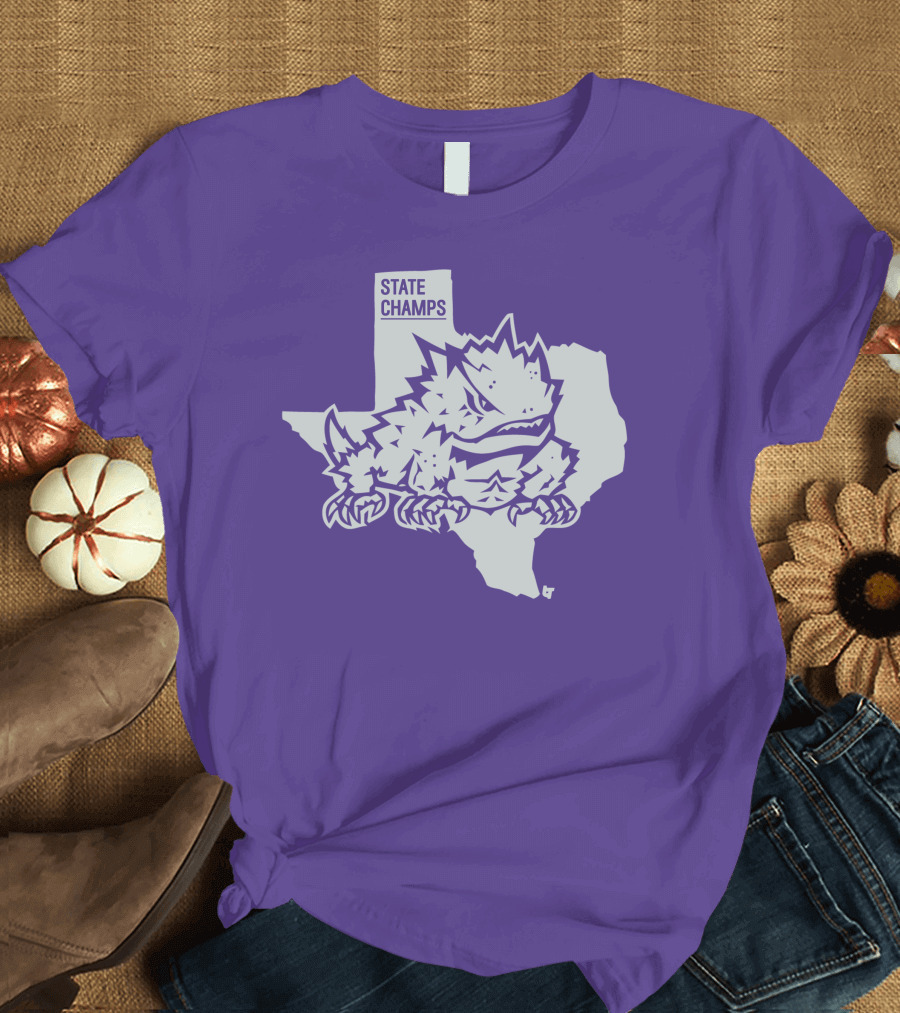 TCU State Champs Texas Horned Frog Outline T-Shirt
