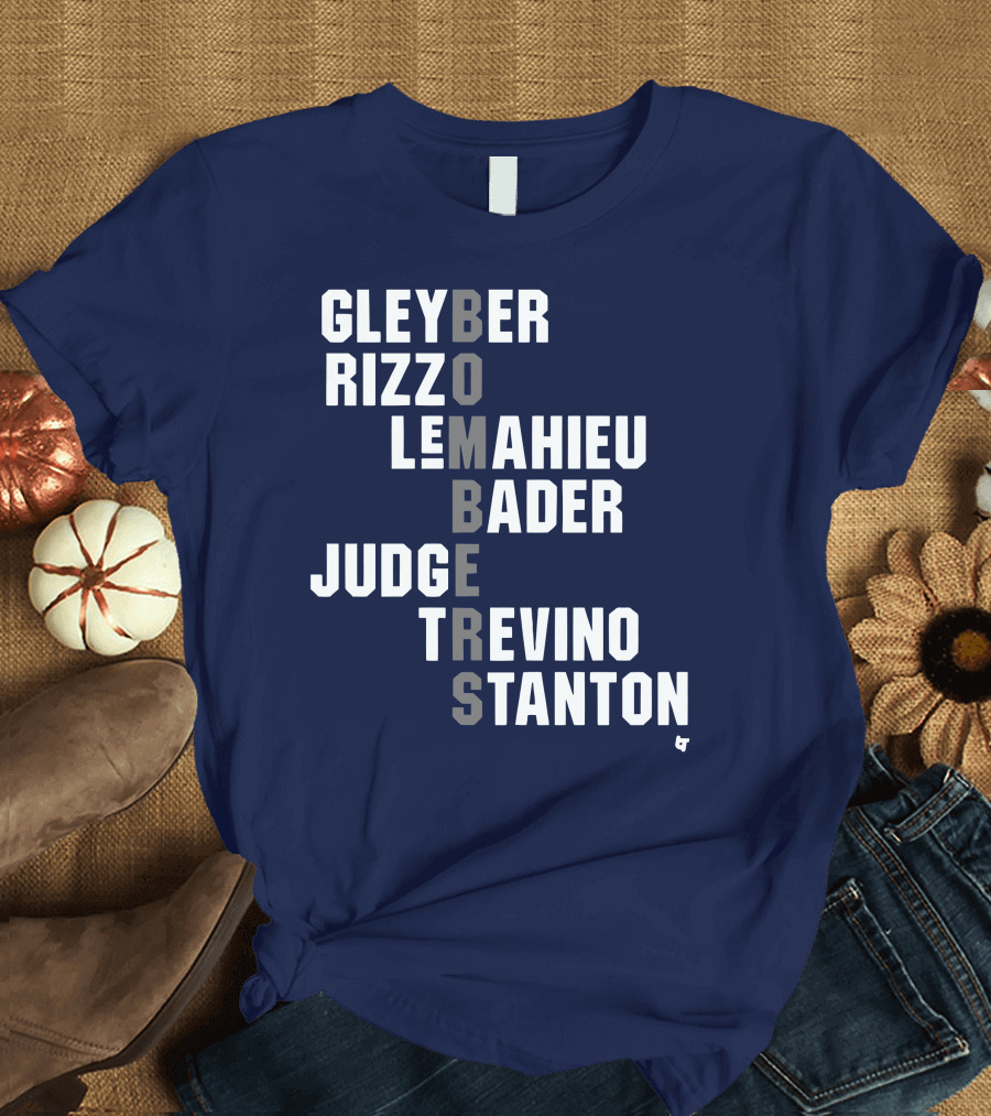 Yankees Bombers Player Names Gleyber Rizzo Judge LeMahieu Bader Trevino Stanton T-Shirt