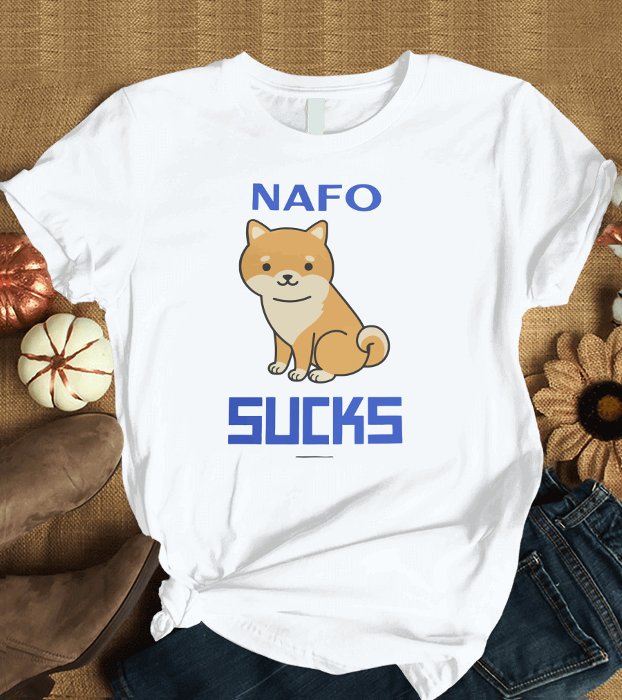 NAFO Sucks Cute Dog Cartoon T-Shirt