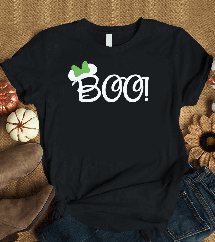 Boo Green Bow Halloween Cartoon Relaxed Fit T-Shirt