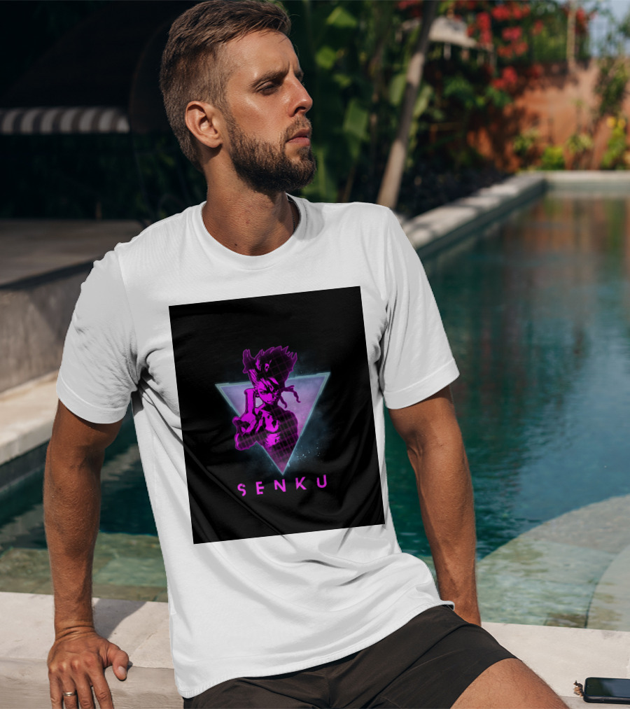 Senku Ishigami Neon 80s Retro Aesthetic Dr Stone Anime T-Shirt