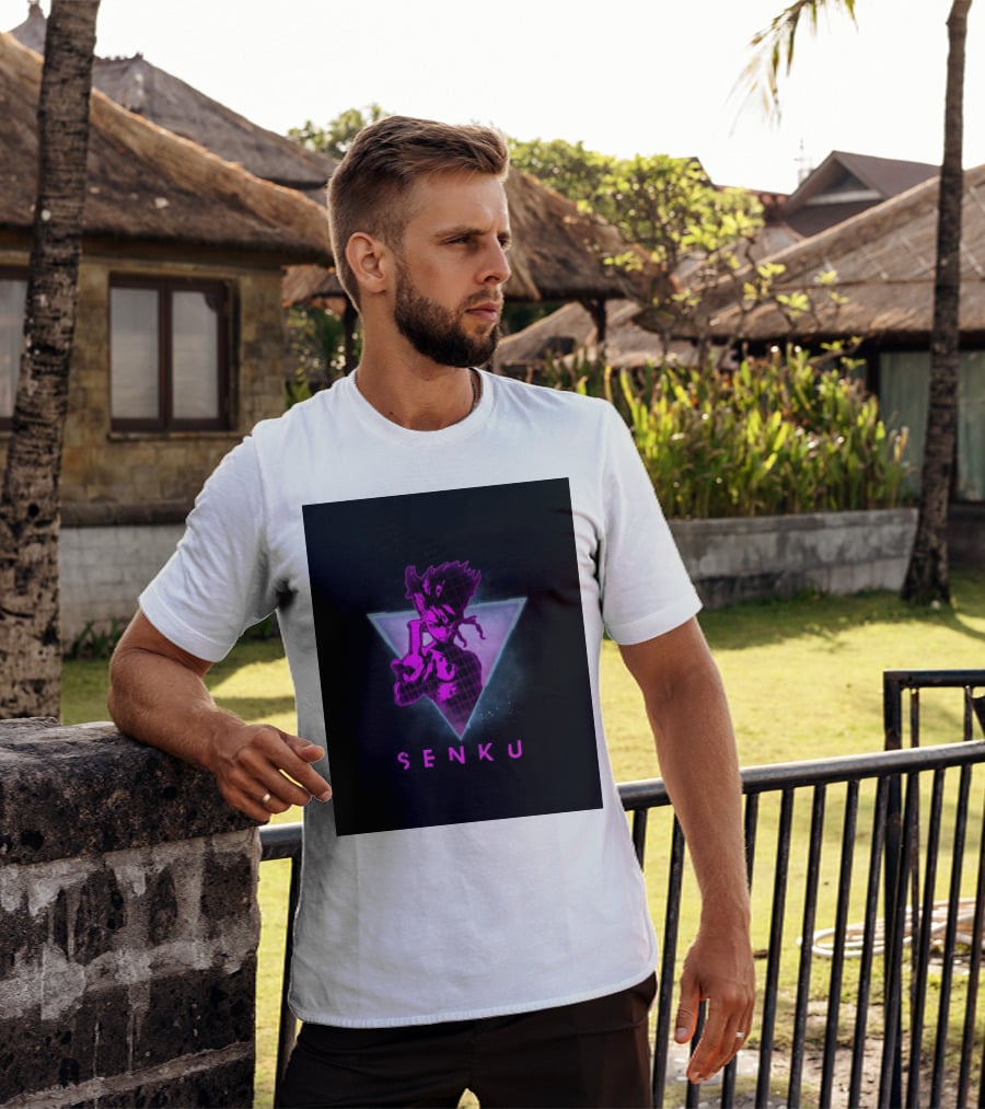 Senku Ishigami Neon 80s Retro Aesthetic Dr Stone Anime T-Shirt