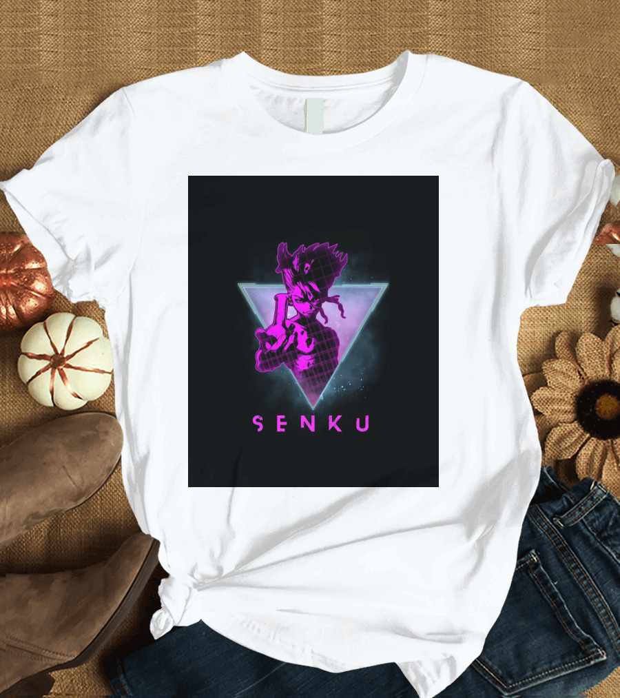 Senku Ishigami Neon 80s Retro Aesthetic Dr Stone Anime T-Shirt