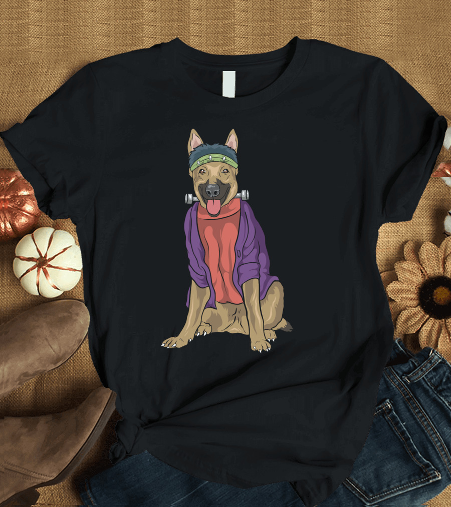 German Shepherd Frankenstein Monster Dog Halloween Humor T-Shirt