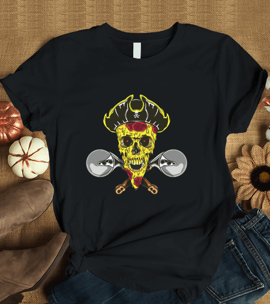 Pirate Skull Pizza with Crossed Wheel Cutters T-Shirt