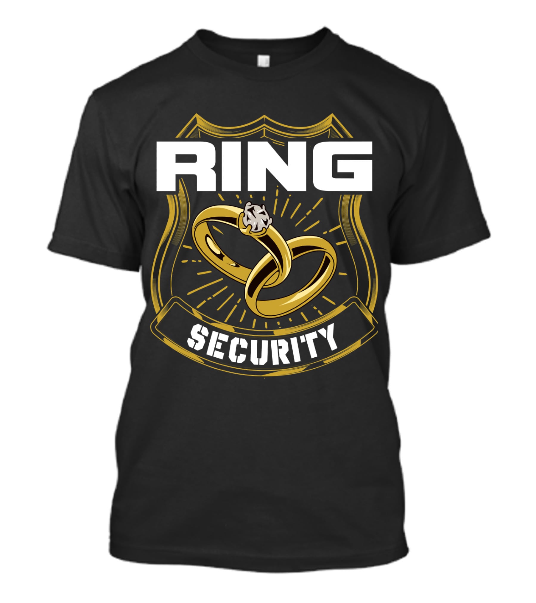 Ring Security Wedding Party Badge With Gold Rings T-Shirt