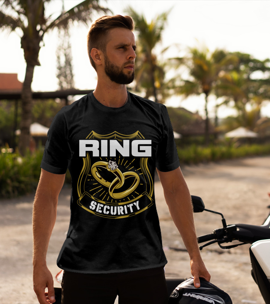 Ring Security Wedding Party Badge With Gold Rings T-Shirt