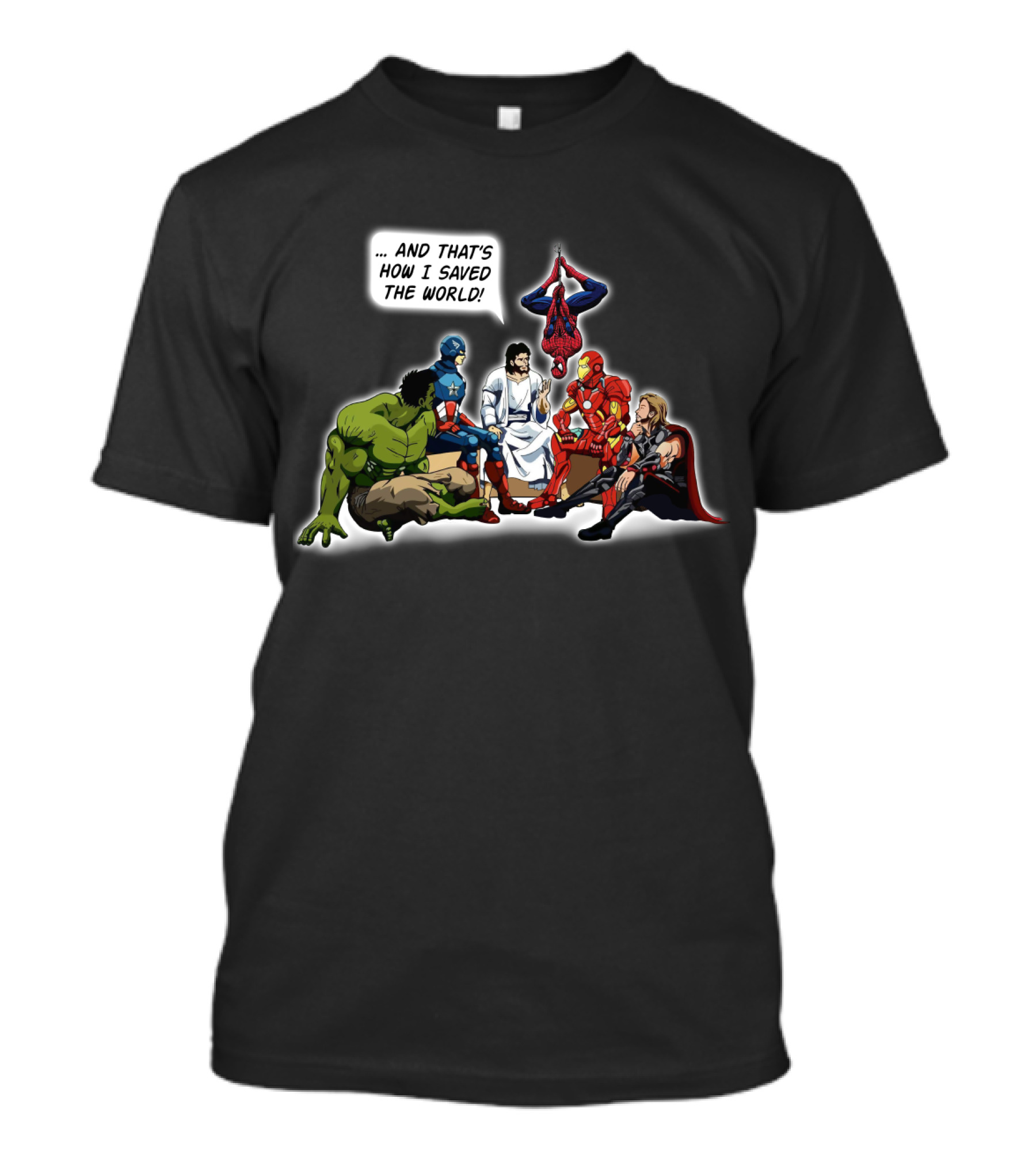 Jesus And That's How I Saved The World With Superheroes T-Shirt