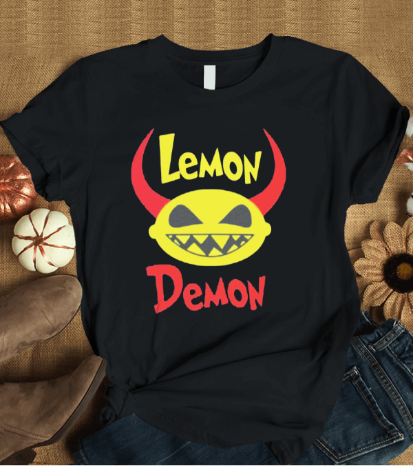 T-Shirt: Lemon Demon Smiling Yellow Face with Red Horns T-Shirt Lemon Demon Smiling Yellow Face with Red Horns T-Shirt