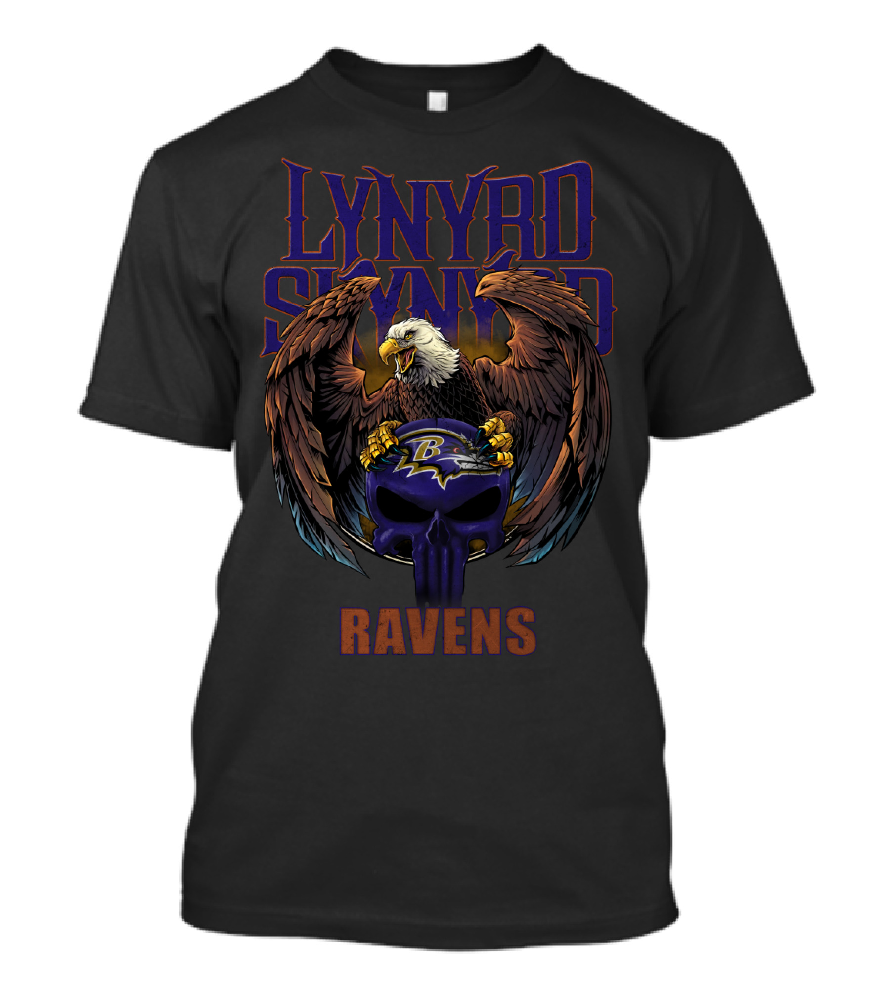 Lynyrd Skynyrd Baltimore Ravens Eagle Holding Helmet T-Shirt