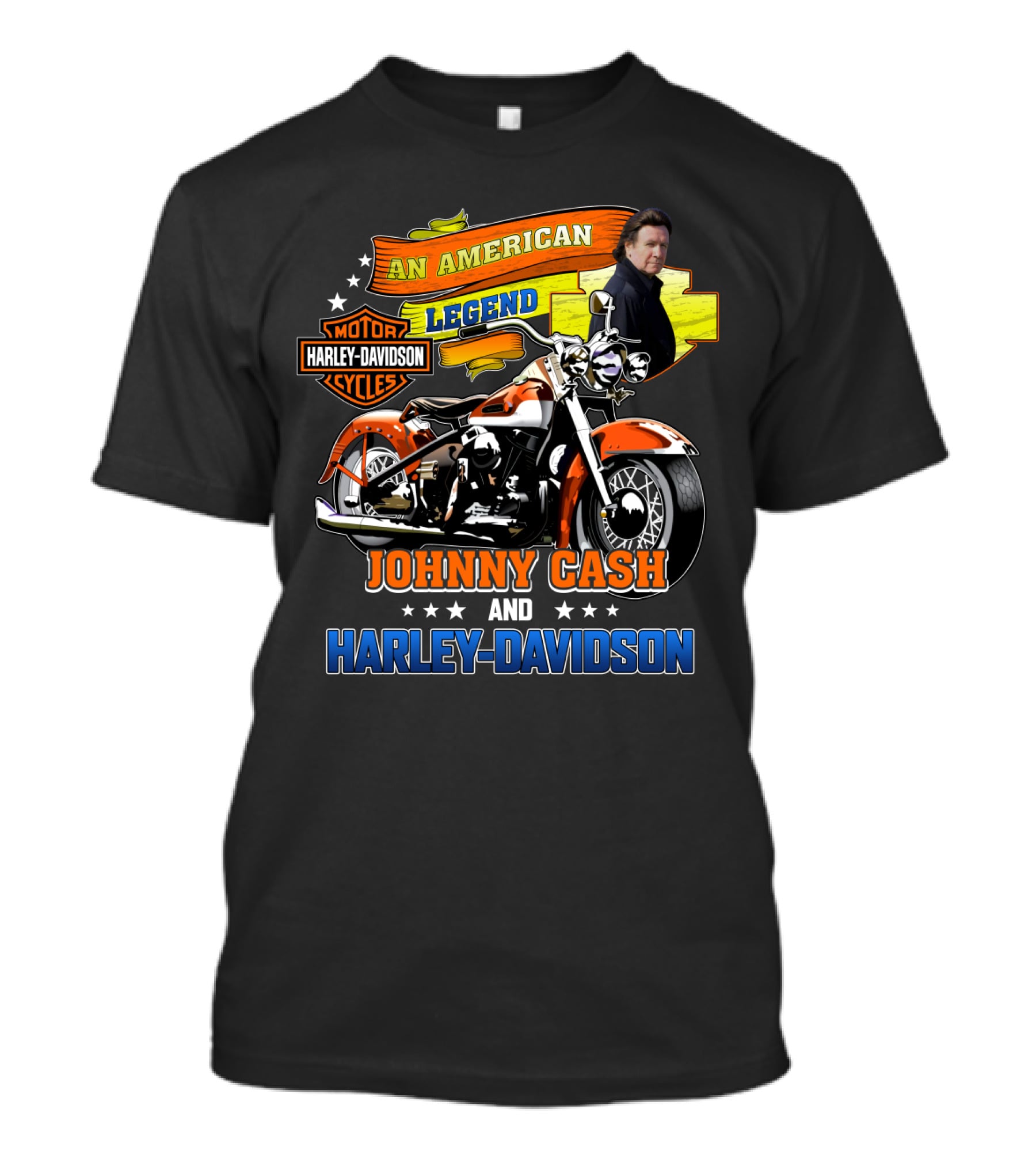 An American Legend Johnny Cash And Harley Davidson Motor Cycles T-Shirt