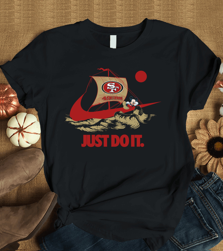 San Francisco 49ers Just Do It Nike Mickey Mouse Sailboat T-Shirt