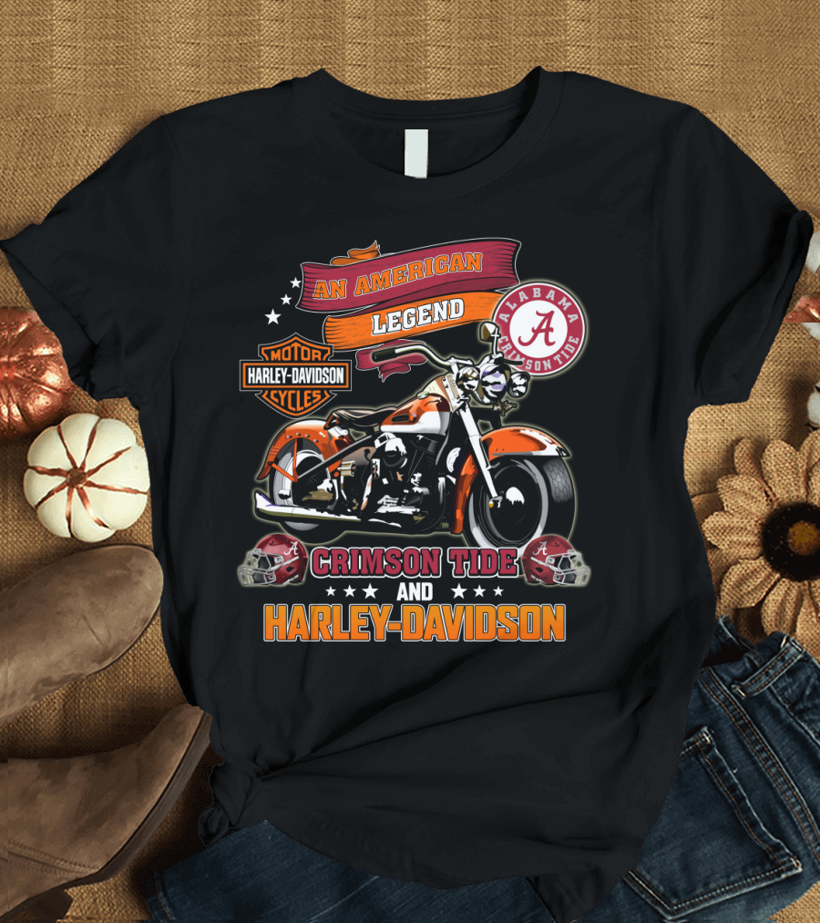 Alabama Crimson Tide An American Legend Harley Davidson Motorcycles T-Shirt