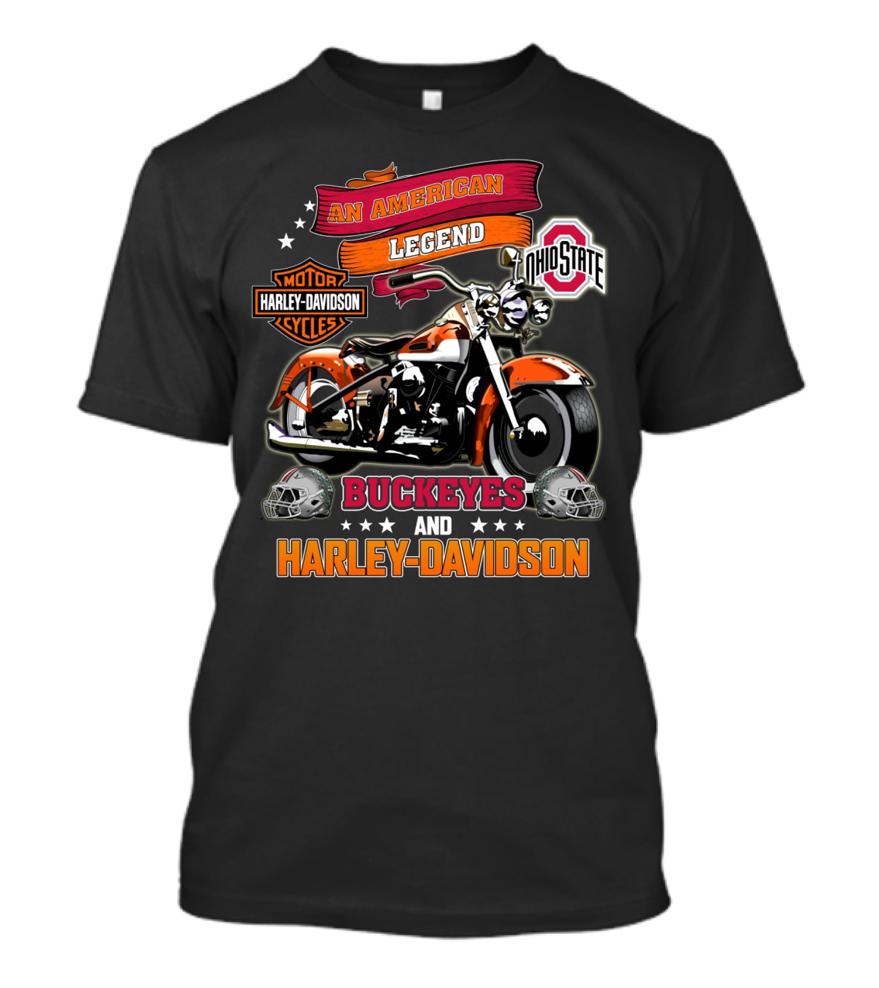 An American Legend Ohio State Buckeyes And Harley Davidson T-Shirt