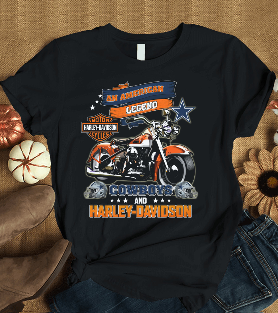 An American Legend Cowboys And Harley Davidson Motorcycles T-Shirt