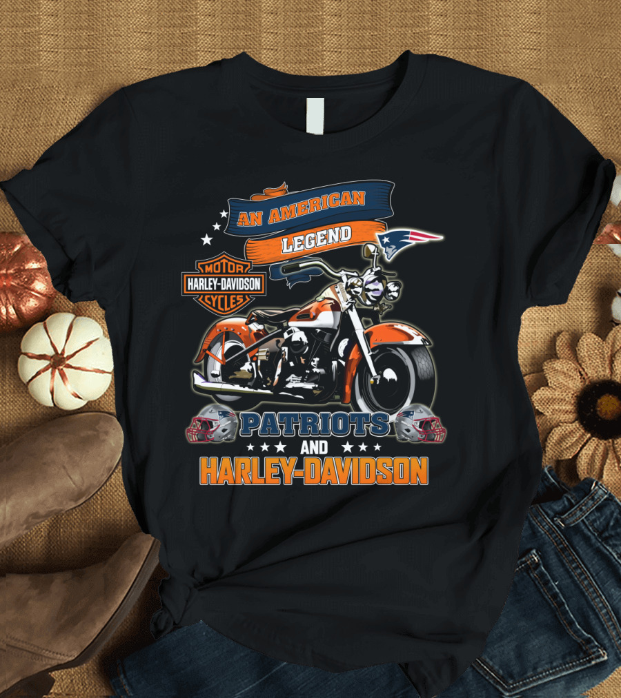An American Legend New England Patriots And Harley Davidson Motorcycles T-Shirt