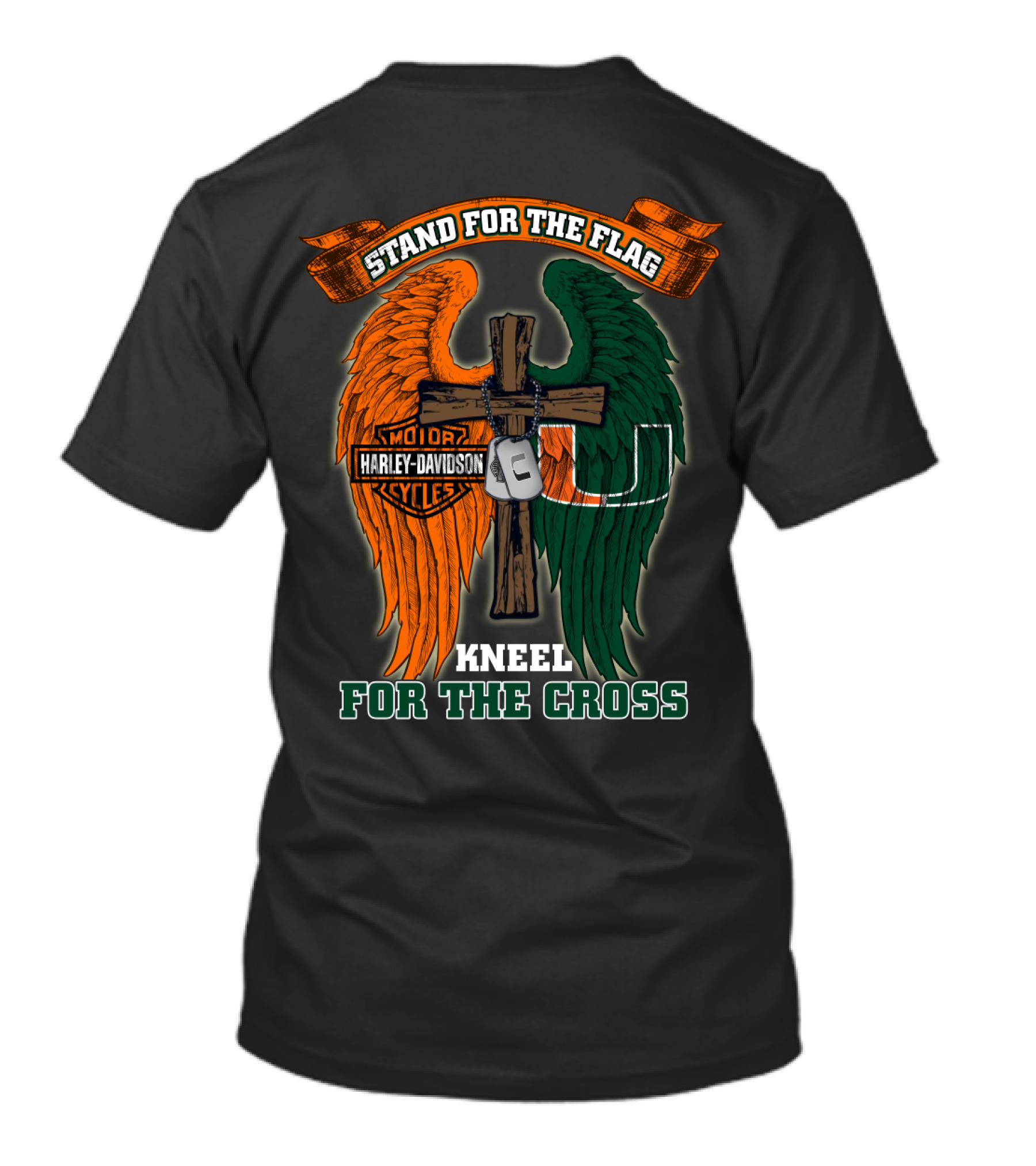 Stand For The Flag Kneel For The Cross Harley Davidson Miami Hurricanes T-Shirt