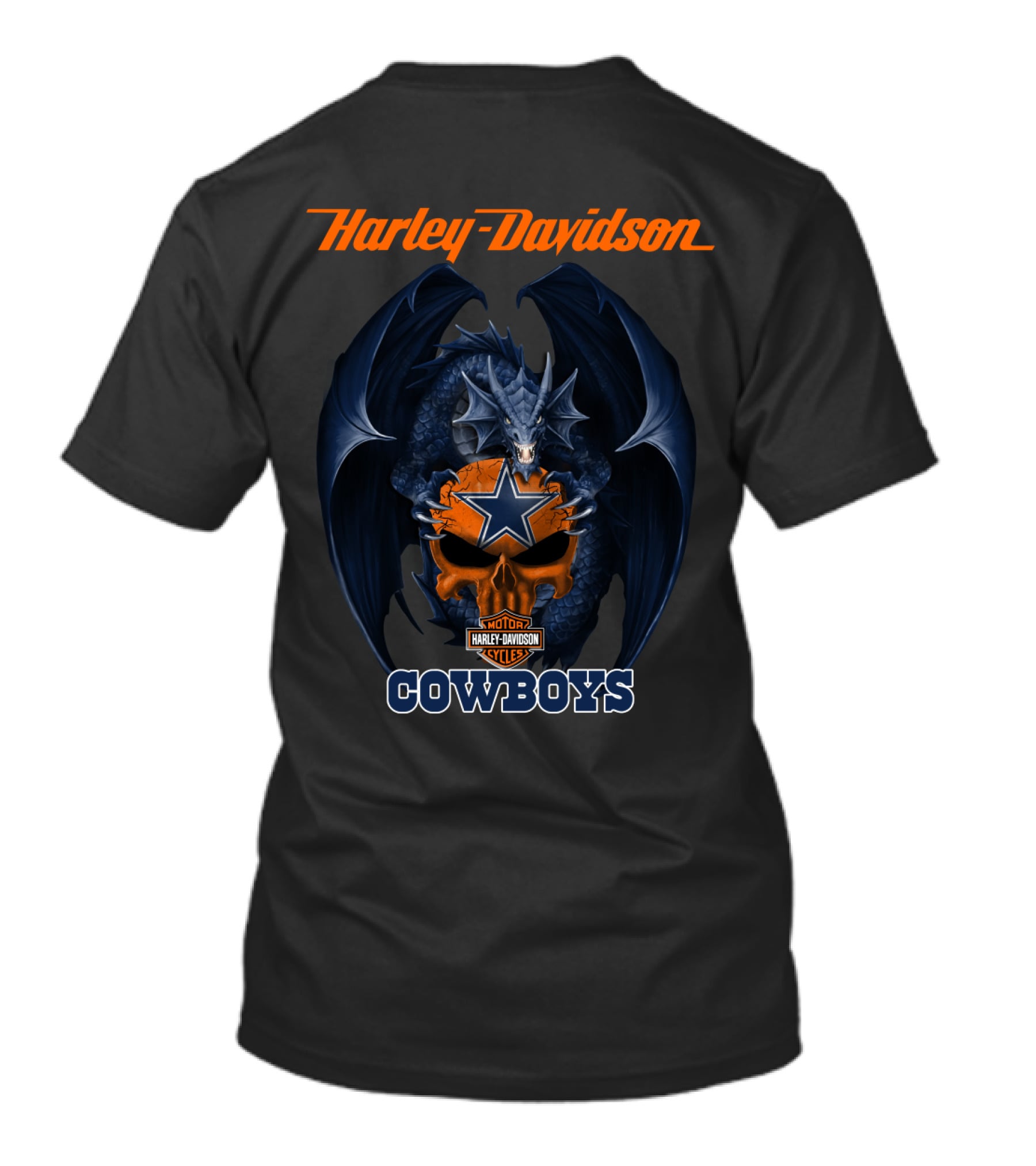 Harley Davidson Dallas Cowboys Dragon Helmet T-Shirt