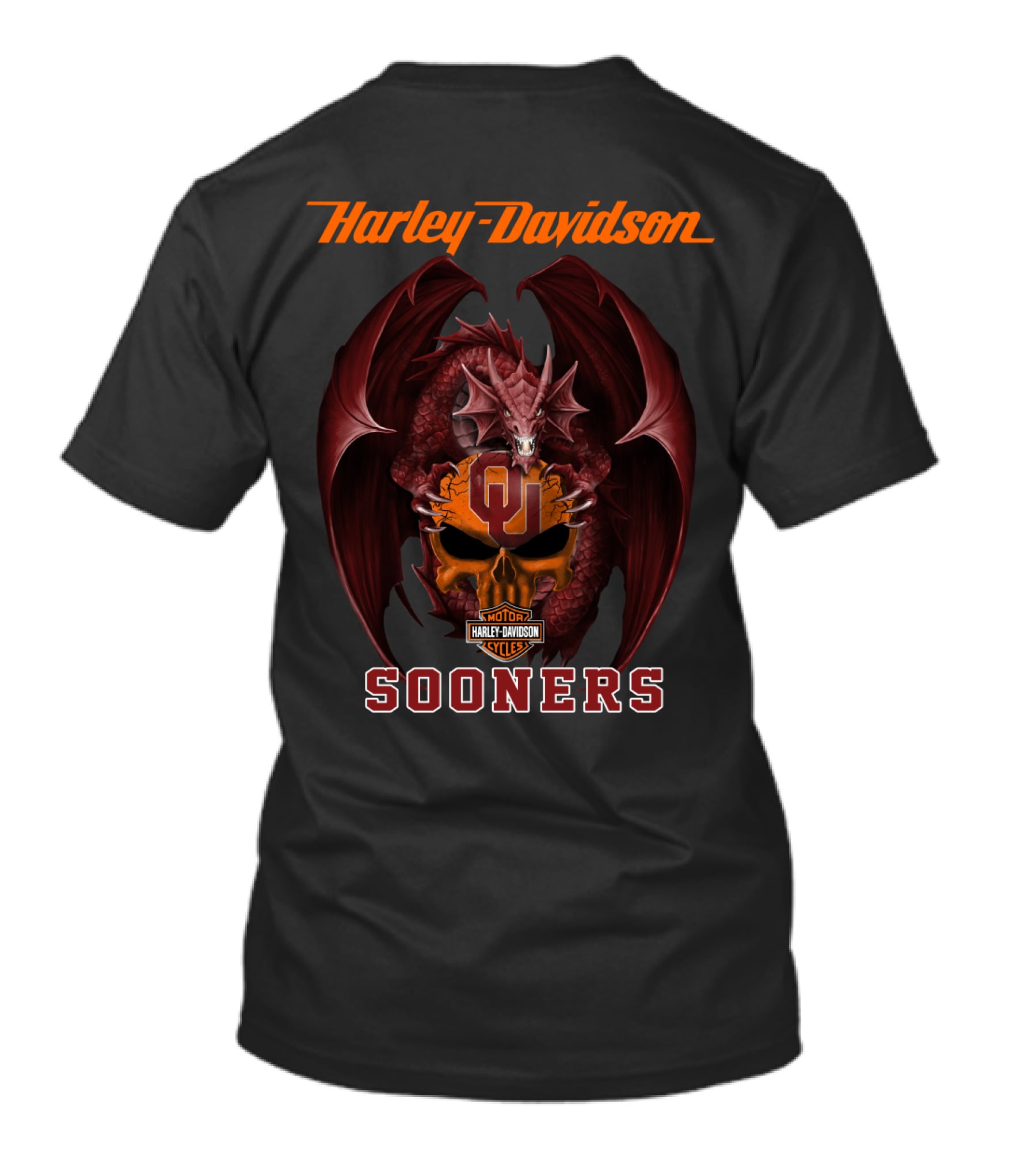 Harley Davidson Motorcycle Cycles Oklahoma Sooners Dragon T-Shirt