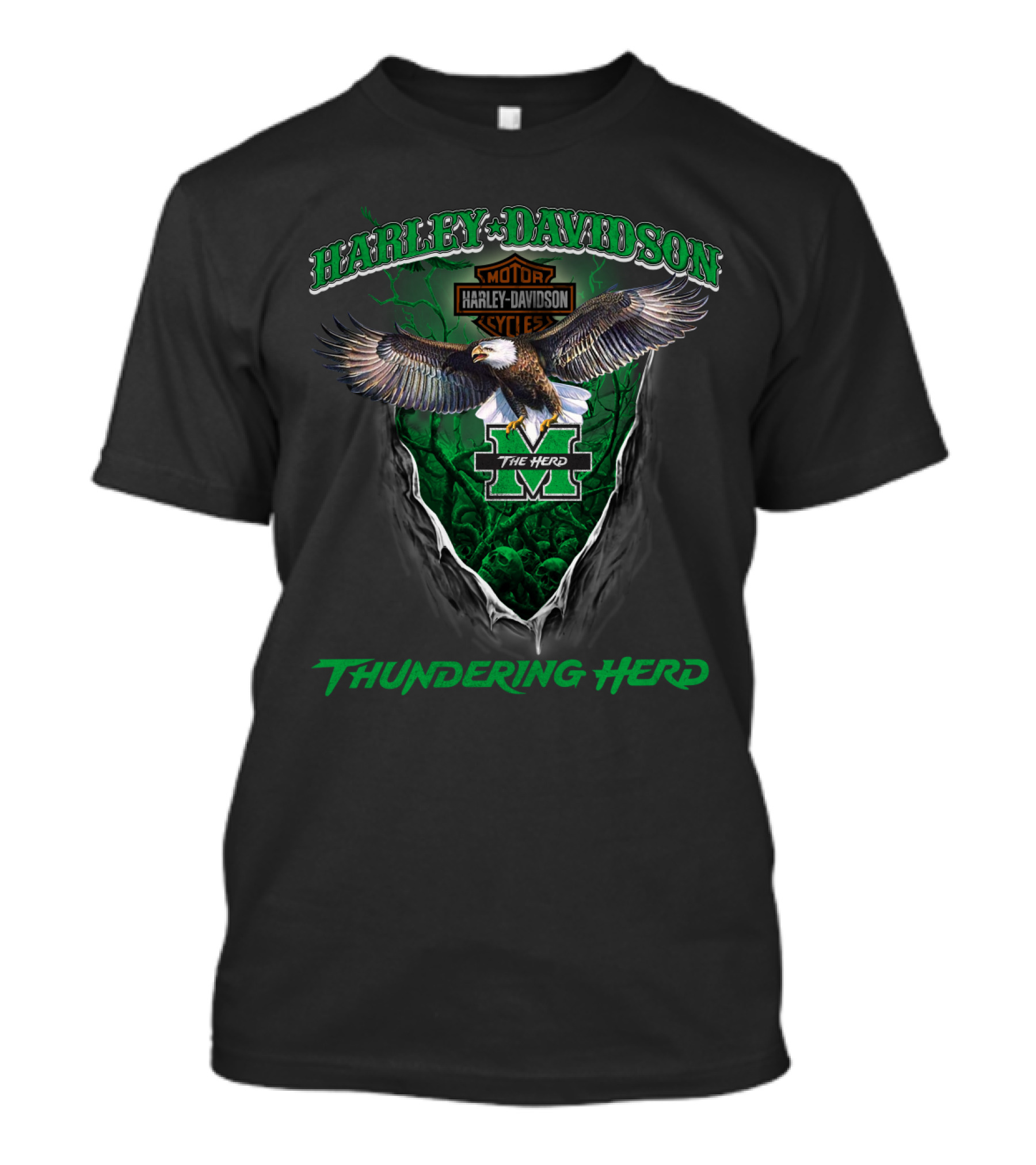 Harley Davidson Motorcycles Marshall Thundering Herd The Herd Eagle T-Shirt