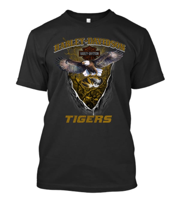Harley Davidson Motor Cycles Missouri Tigers Eagle T-Shirt